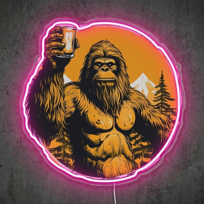 ShineNeon™ Bigfoot Cheers Sunset Neon Sign Mountain Sasquatch Bar Decor USB Power Neon Sign - Shineneon