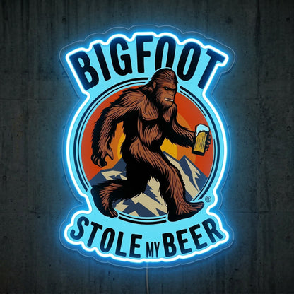 ShineNeon™ Bigfoot Stole My Beer Neon Sign Outdoor Adventure Man Cave Decor USB Neon Sign - Shineneon