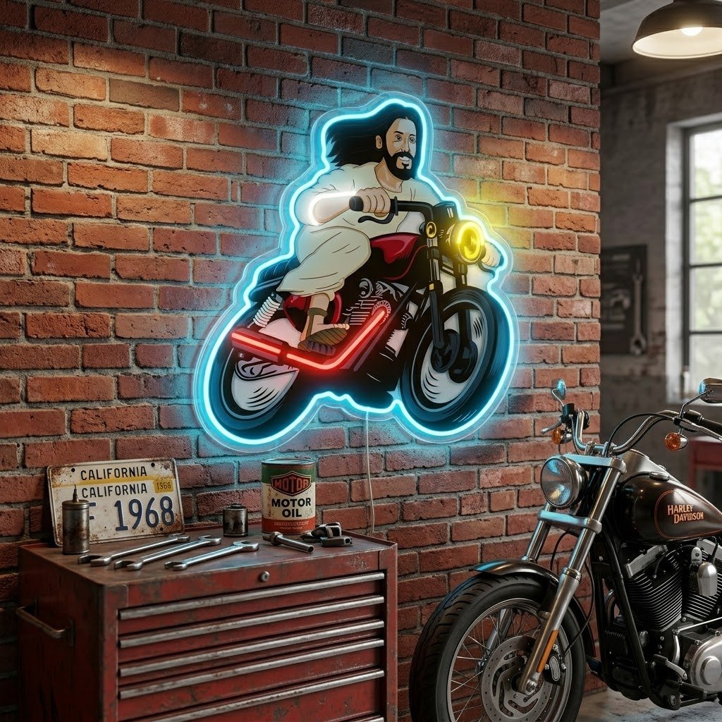 ShineNeon™ Biker Jesus Ride Neon Sign USB Power - Shineneon