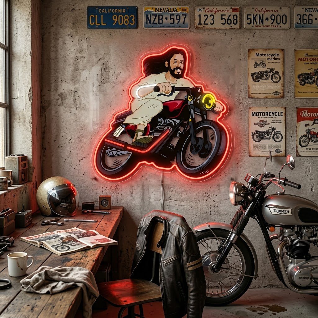 ShineNeon™ Biker Jesus Ride Neon Sign USB Power - Shineneon