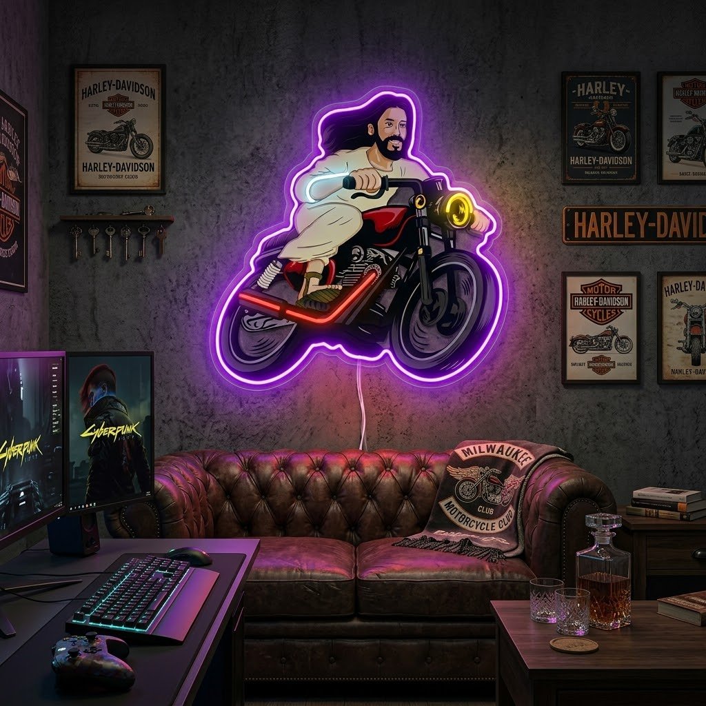 ShineNeon™ Biker Jesus Ride Neon Sign USB Power - Shineneon