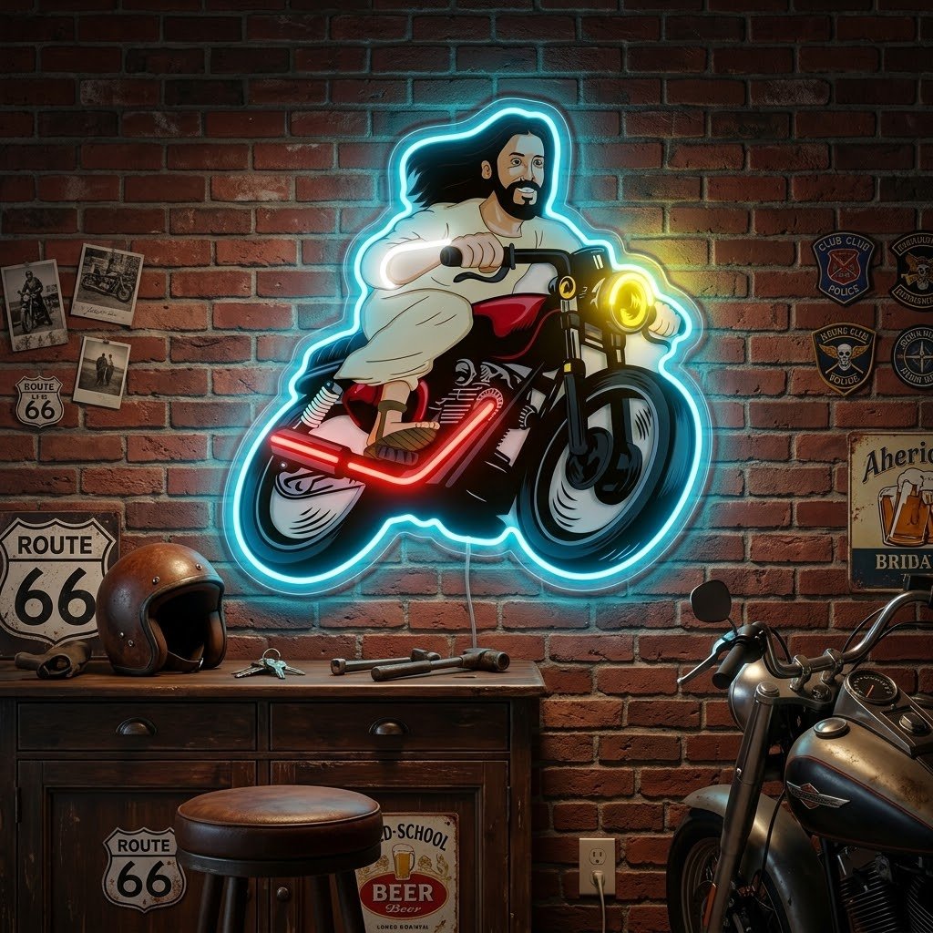 ShineNeon™ Biker Jesus Ride Neon Sign USB Power - Shineneon