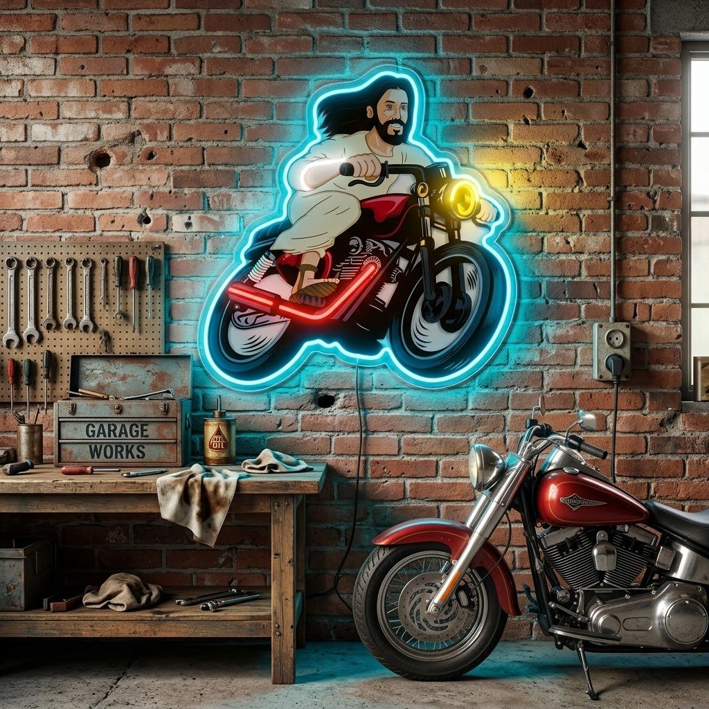 ShineNeon™ Biker Jesus Ride Neon Sign USB Power - Shineneon