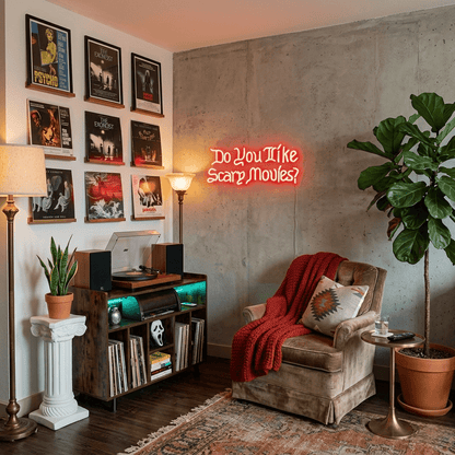 ShineNeon™ Blood Red Scary Movies LED Sign Spooky Home Theater Vibe - Shineneon