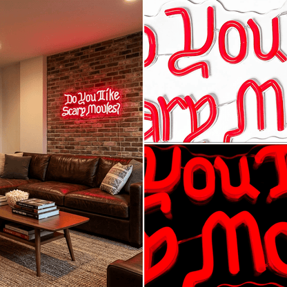 ShineNeon™ Blood Red Scary Movies LED Sign Spooky Home Theater Vibe - Shineneon