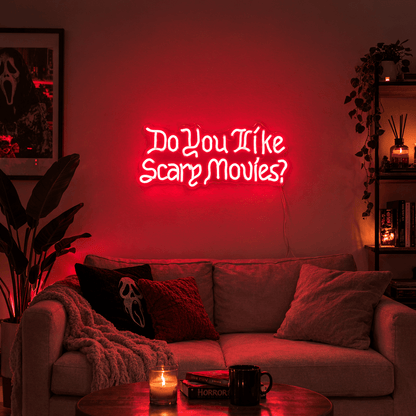 ShineNeon™ Blood Red Scary Movies LED Sign Spooky Home Theater Vibe - Shineneon