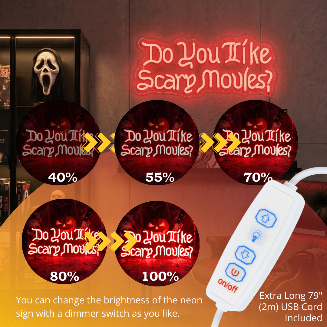 ShineNeon™ Blood Red Scary Movies LED Sign Spooky Home Theater Vibe - Shineneon