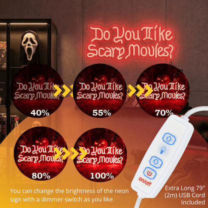 ShineNeon™ Blood Red Scary Movies LED Sign Spooky Home Theater Vibe - Shineneon