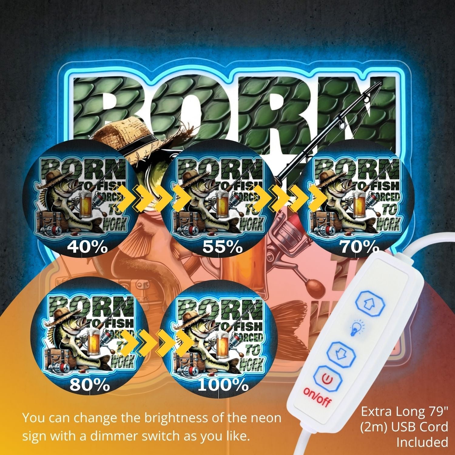ShineNeon™ Born To Fish neon sign USB Power - Shineneon