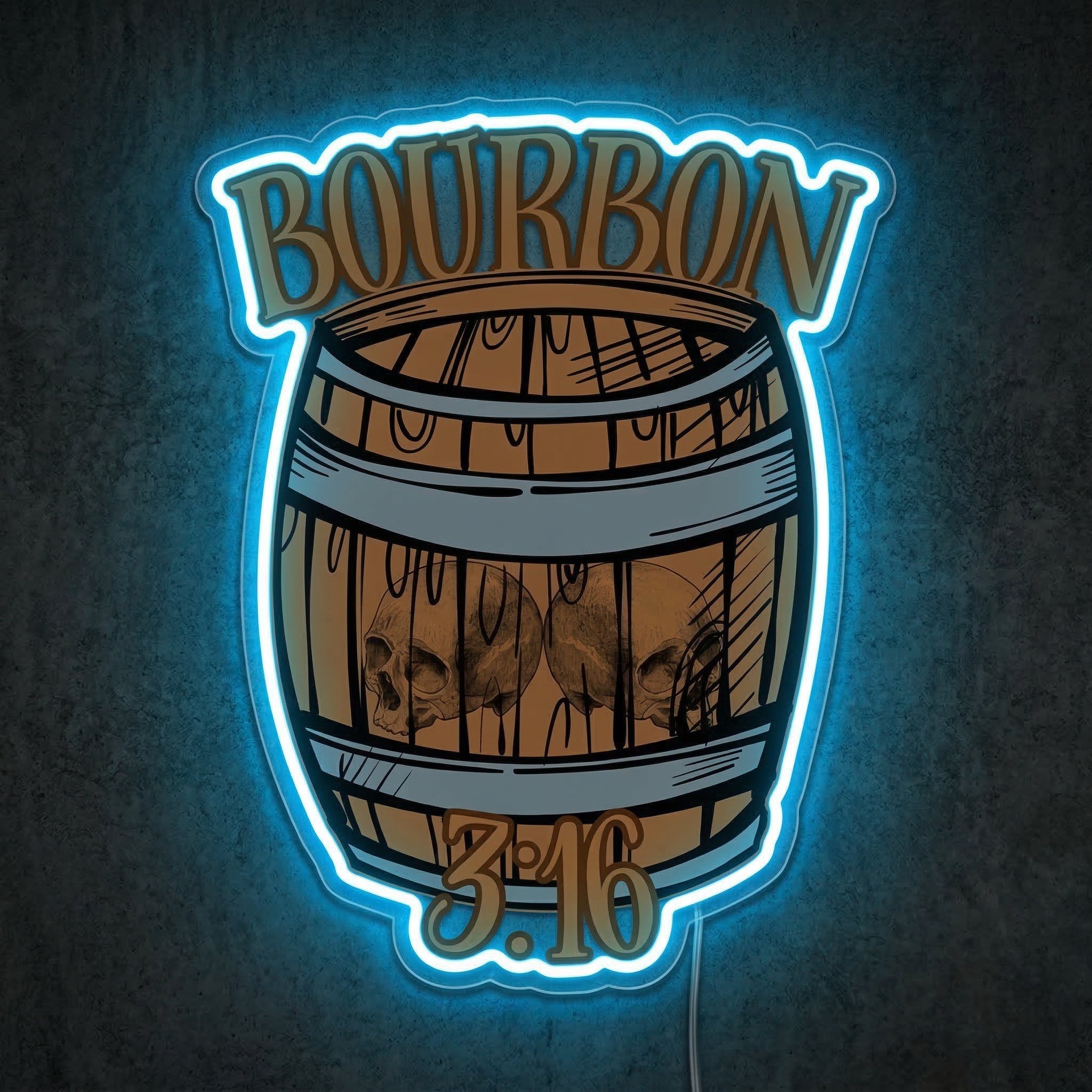 ShineNeon™ Bourbon 3:16 Whiskey Barrel Neon Sign Retro Bar Wall Decor USB Powered Sign - Shineneon
