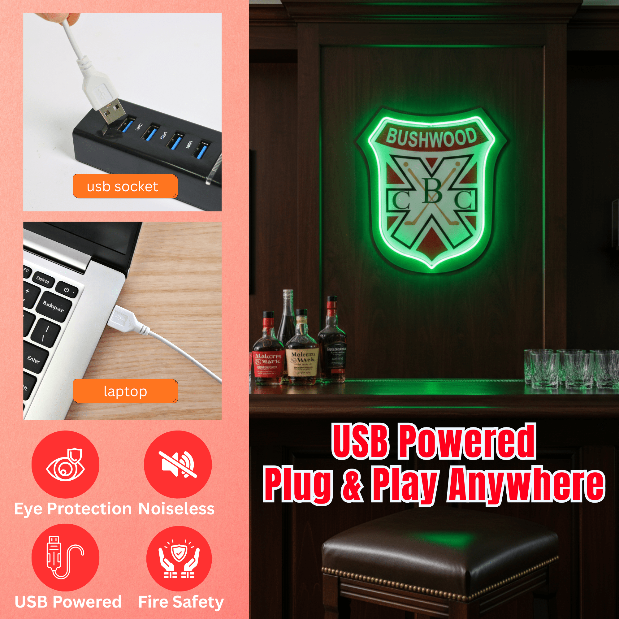 ShineNeon™ Bushwood Country Club LED Neon Sign - Retro Golf Decor for Man Cave - Shineneon