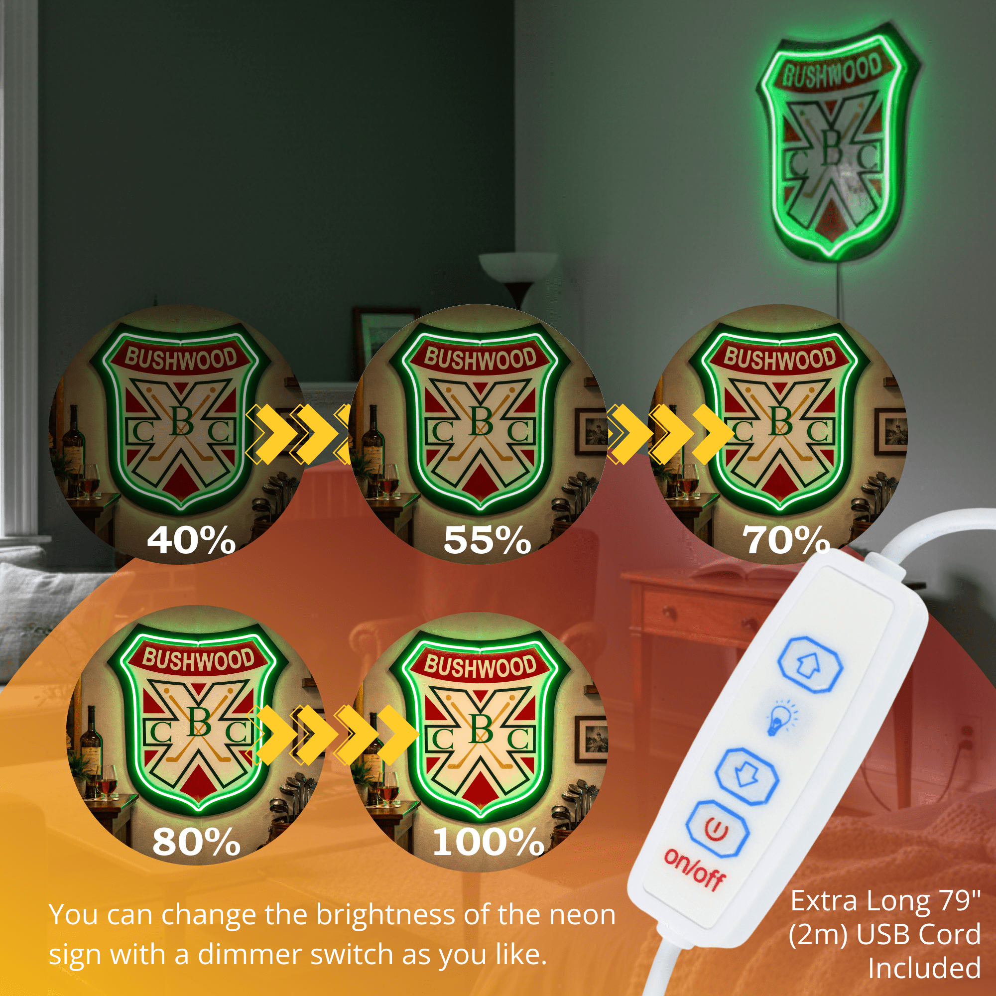 ShineNeon™ Bushwood Country Club LED Neon Sign - Retro Golf Decor for Man Cave - Shineneon