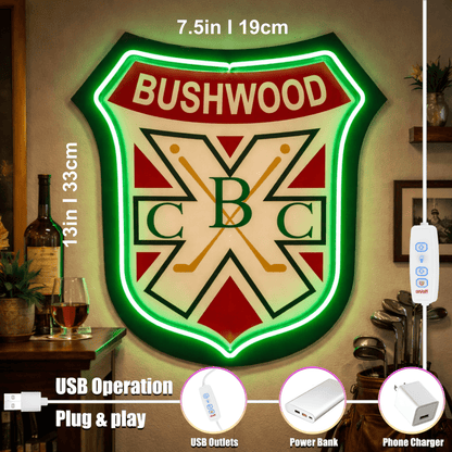 ShineNeon™ Bushwood Country Club LED Neon Sign - Retro Golf Decor for Man Cave - Shineneon