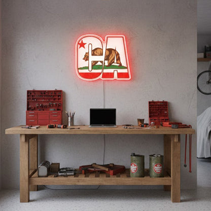 ShineNeon™ CA Bear LED Neon Sign - USB Power State Pride Wall Decor - Shineneon