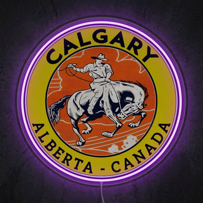 ShineNeon™ Calgary Alberta LED Neon Sign Cowboy Rodeo Western Wall Decor USB Power - Shineneon