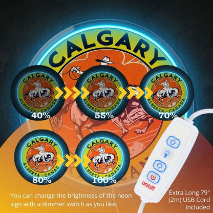 ShineNeon™ Calgary Alberta LED Neon Sign Cowboy Rodeo Western Wall Decor USB Power - Shineneon