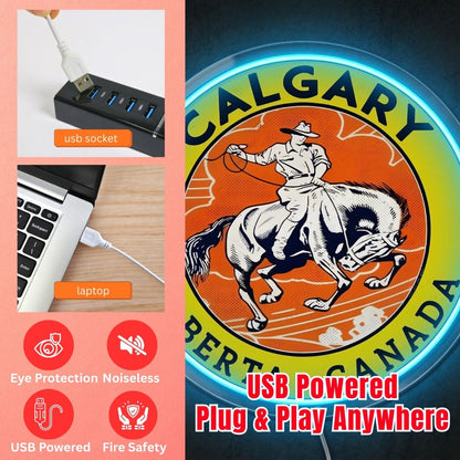 ShineNeon™ Calgary Alberta LED Neon Sign Cowboy Rodeo Western Wall Decor USB Power - Shineneon