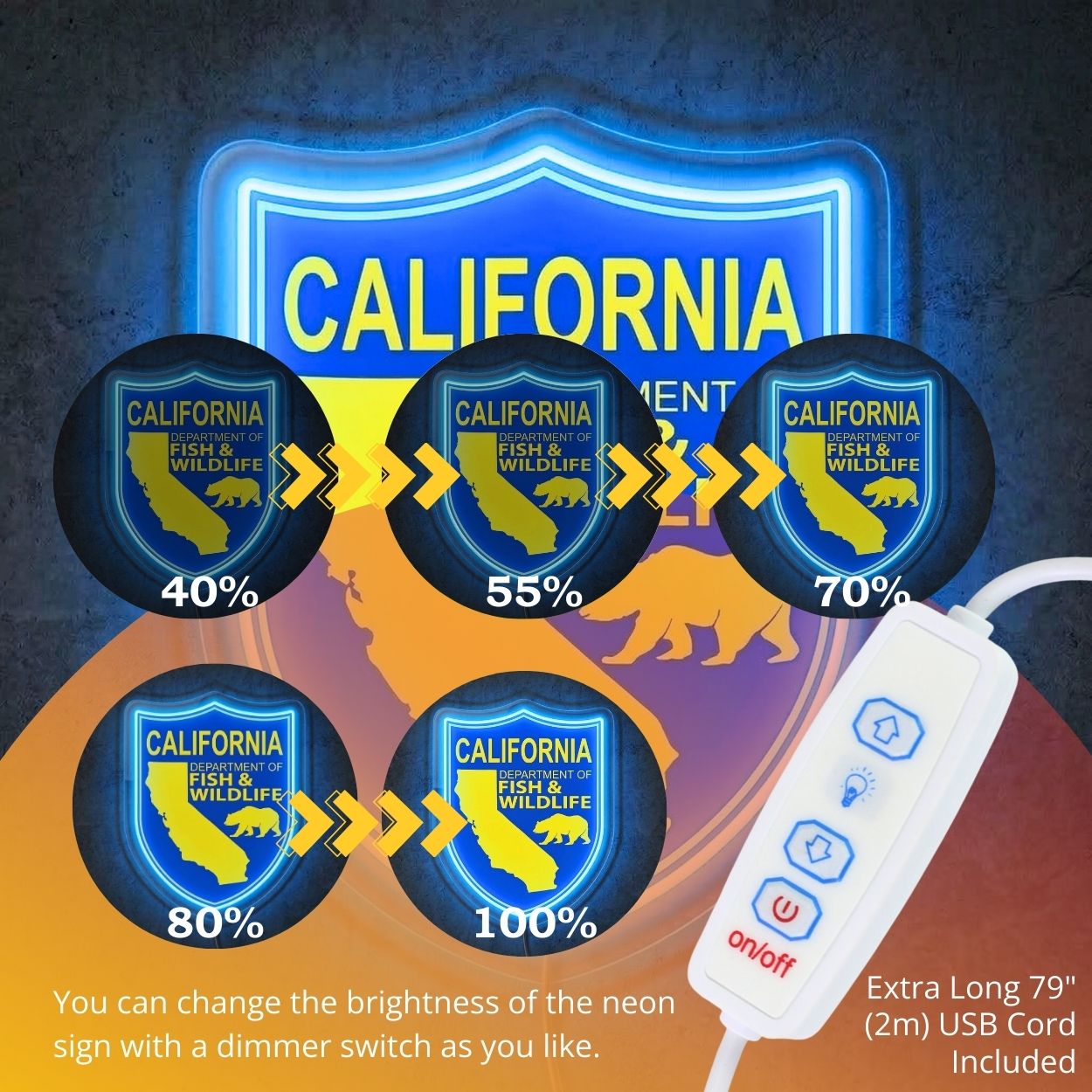 ShineNeon™ California Fish & Wildlife Neon Sign Golden State Grizzly Decor USB Power Neon Sign - Shineneon