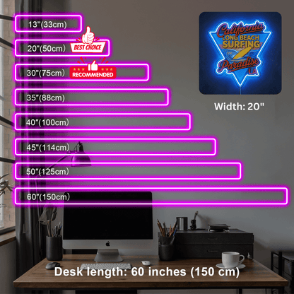 ShineNeon™ California Long Beach Surfing Paradise LED Neon Sign - LA Retro Wall Decor USB Power - Shineneon