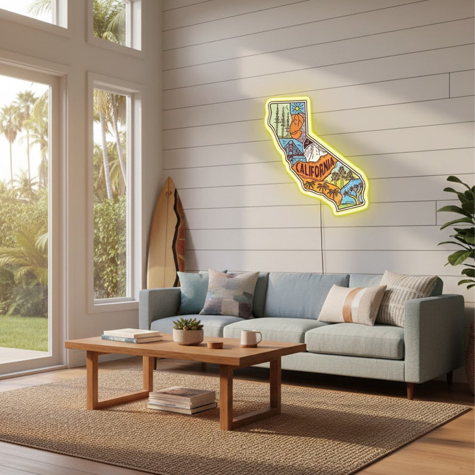 ShineNeon™ California State Map LED Neon Sign - USB Power Illustrated West Coast Wall Art Decor - Shineneon