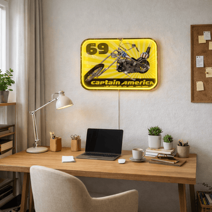 ShineNeon™ Captain America Chopper LED Neon Sign - Vintage 69 Biker Wall Art - Shineneon