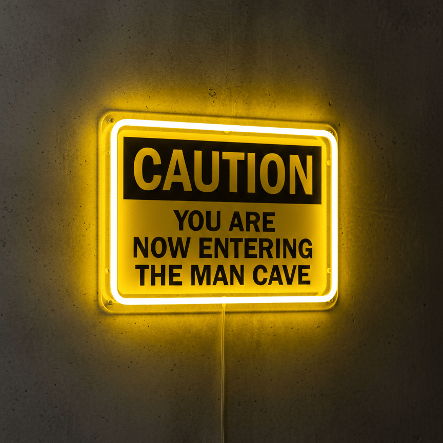 ShineNeon™ Caution Man Cave LED Neon Sign - Yellow Warning Light for Garage & Game Room - Shineneon