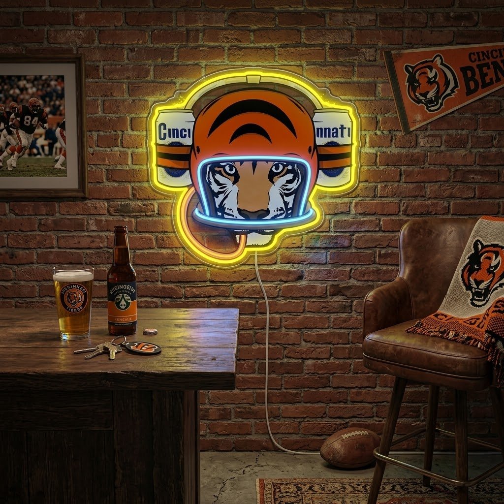 ShineNeon™ Cincinnati Tiger Football Beer Hat Neon Sign USB Power - Shineneon