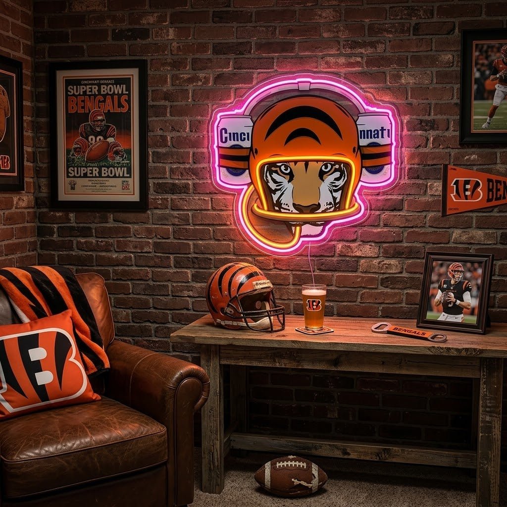 ShineNeon™ Cincinnati Tiger Football Beer Hat Neon Sign USB Power - Shineneon