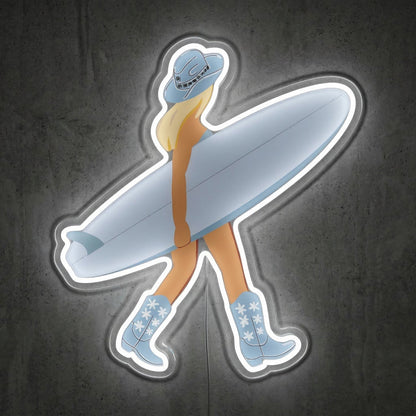 ShineNeon™ Coastal Cowgirl Neon Sign Surfboard & Boots Western Decor Art USB Power - Shineneon