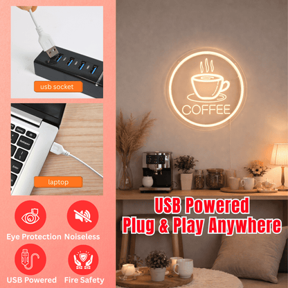 ShineNeon™ Coffee Cup Neon Art - Aesthetic Acrylic Wall Decor for Home Coffee Bar & Living Room - Shineneon