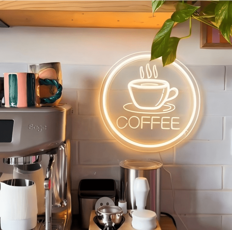 ShineNeon™ Coffee Cup Neon Art - Aesthetic Acrylic Wall Decor for Home Coffee Bar & Living Room - Shineneon