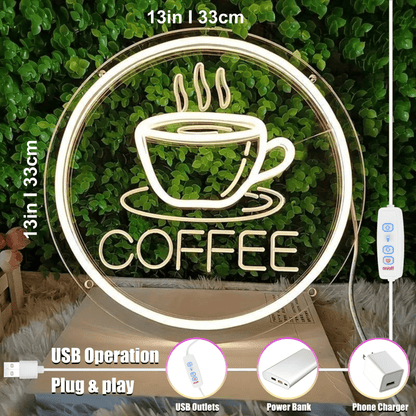 ShineNeon™ Coffee Cup Neon Art - Aesthetic Acrylic Wall Decor for Home Coffee Bar & Living Room - Shineneon