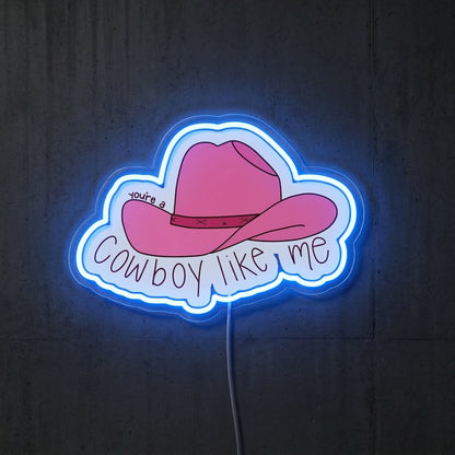 ShineNeon™ Cowboy Like Me Pink Hat Neon Sign Western Lyric Wall Decor USB Powered Sign - Shineneon