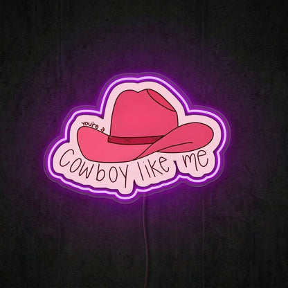 ShineNeon™ Cowboy Like Me Pink Hat Neon Sign Western Lyric Wall Decor USB Powered Sign - Shineneon