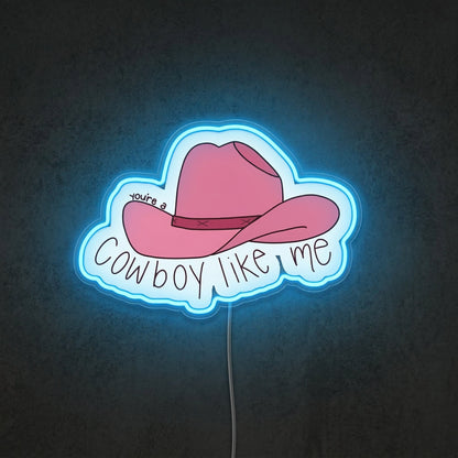ShineNeon™ Cowboy Like Me Pink Hat Neon Sign Western Lyric Wall Decor USB Powered Sign - Shineneon