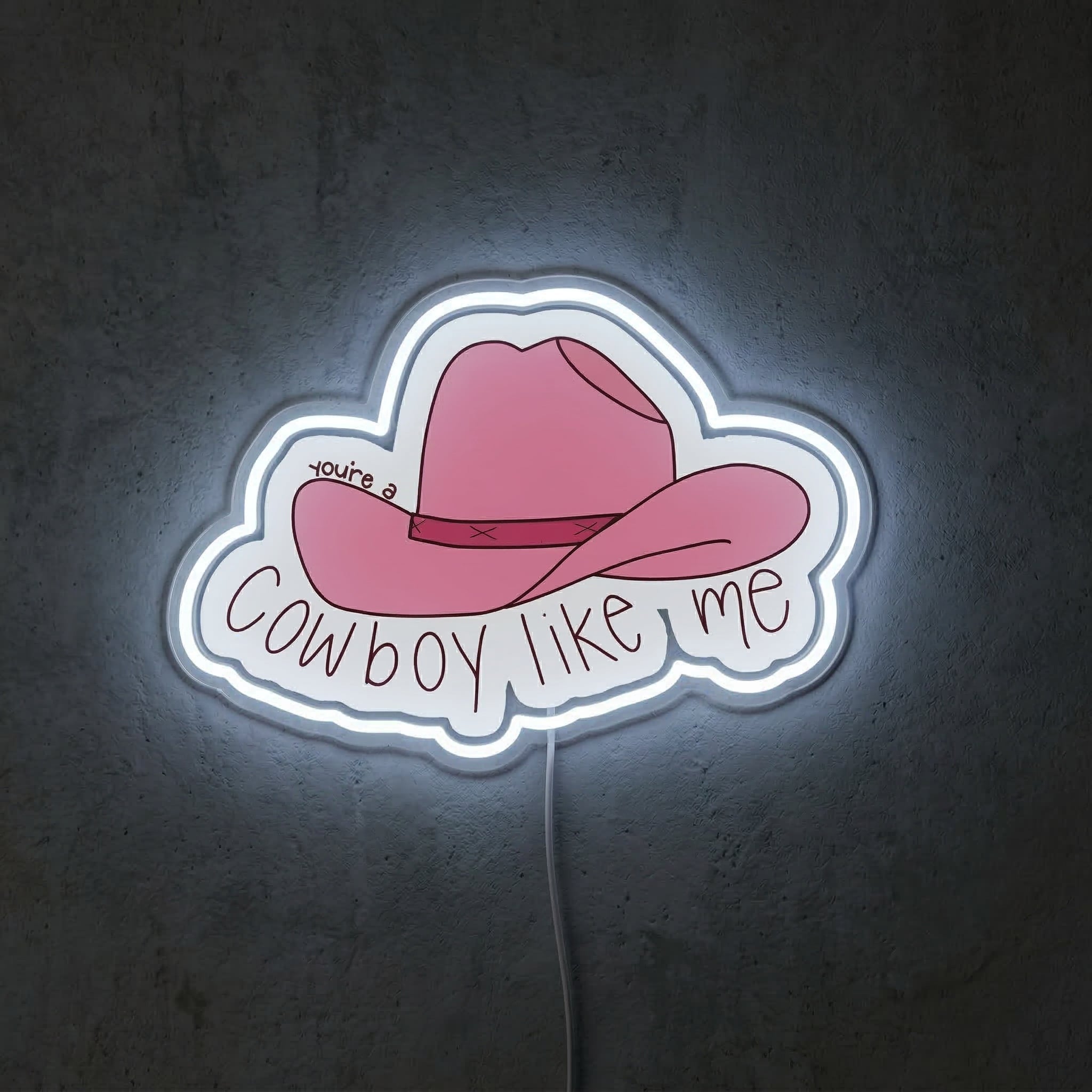 ShineNeon™ Cowboy Like Me Pink Hat Neon Sign Western Lyric Wall Decor USB Powered Sign - Shineneon