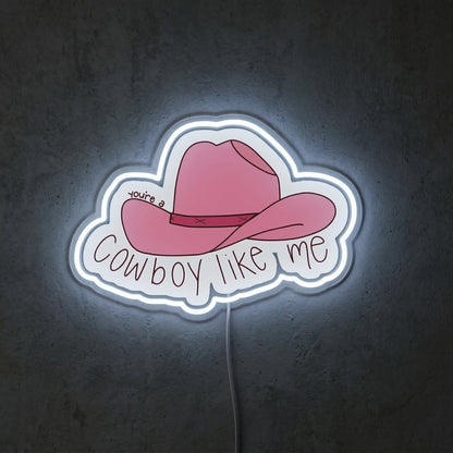 ShineNeon™ Cowboy Like Me Pink Hat Neon Sign Western Lyric Wall Decor USB Powered Sign - Shineneon