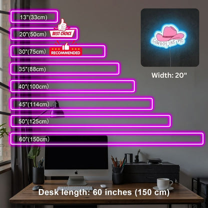 ShineNeon™ Cowboy Like Me Pink Hat Neon Sign Western Lyric Wall Decor USB Powered Sign - Shineneon