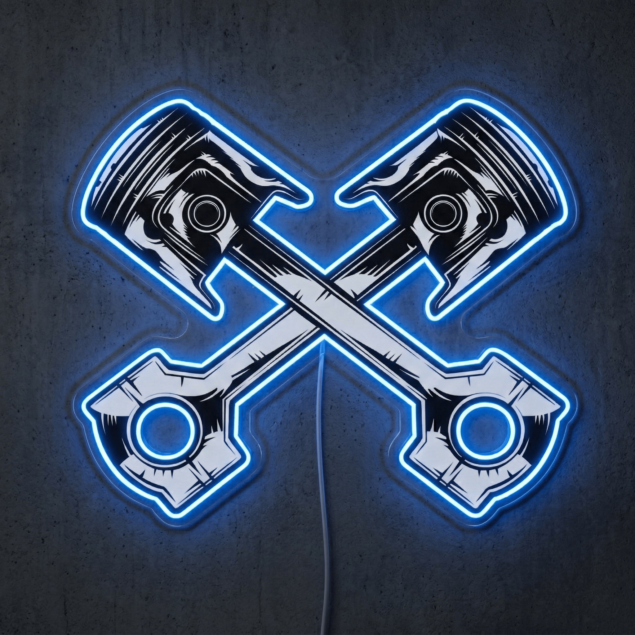 ShineNeon™ Crossed Pistons LED Neon Sign - Garage Mancave Wall Decor & Mechanic Gift - Shineneon