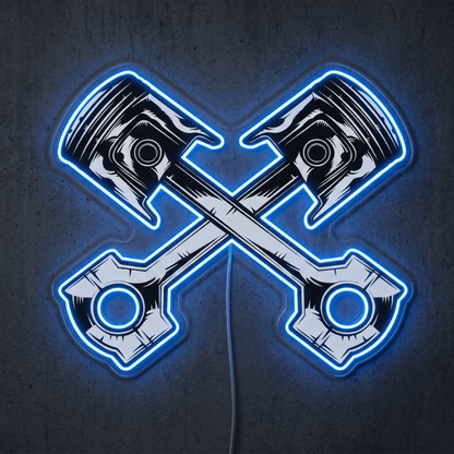 ShineNeon™ Crossed Pistons LED Neon Sign - Garage Mancave Wall Decor & Mechanic Gift - Shineneon