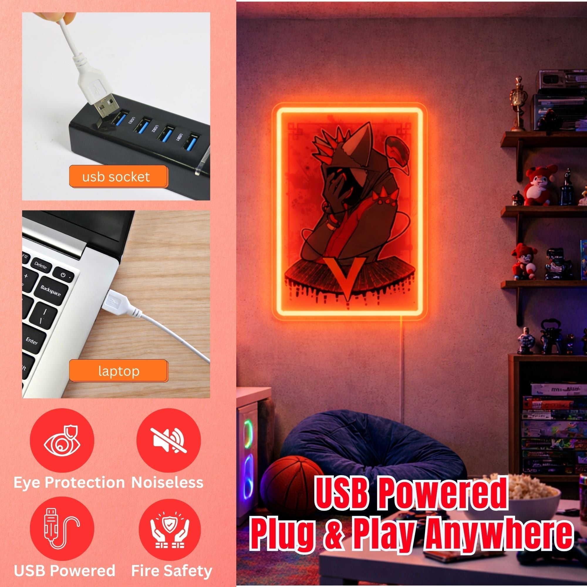 ShineNeon™ Cyber - V LED Neon Sign Gaming Room Wall Decor(USB Power) - Shineneon