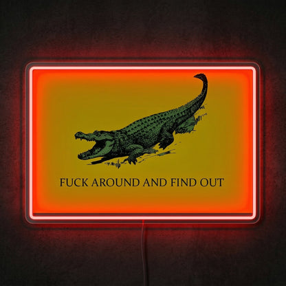 ShineNeon™ FAFO Alligator Neon Sign Florida Gator Gadsden Flag Wall Decor USB Powered - Shineneon