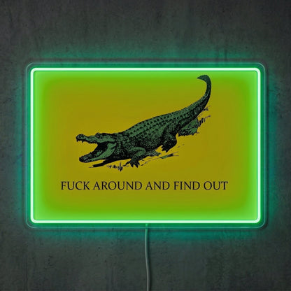 ShineNeon™ FAFO Alligator Neon Sign Florida Gator Gadsden Flag Wall Decor USB Powered - Shineneon