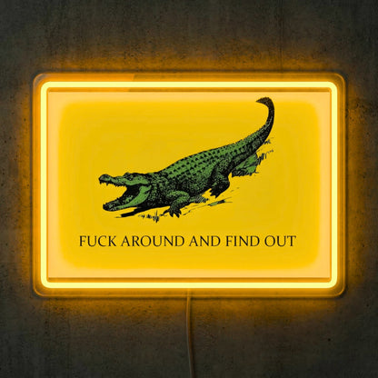 ShineNeon™ FAFO Alligator Neon Sign Florida Gator Gadsden Flag Wall Decor USB Powered - Shineneon