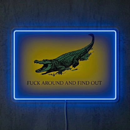 ShineNeon™ FAFO Alligator Neon Sign Florida Gator Gadsden Flag Wall Decor USB Powered - Shineneon