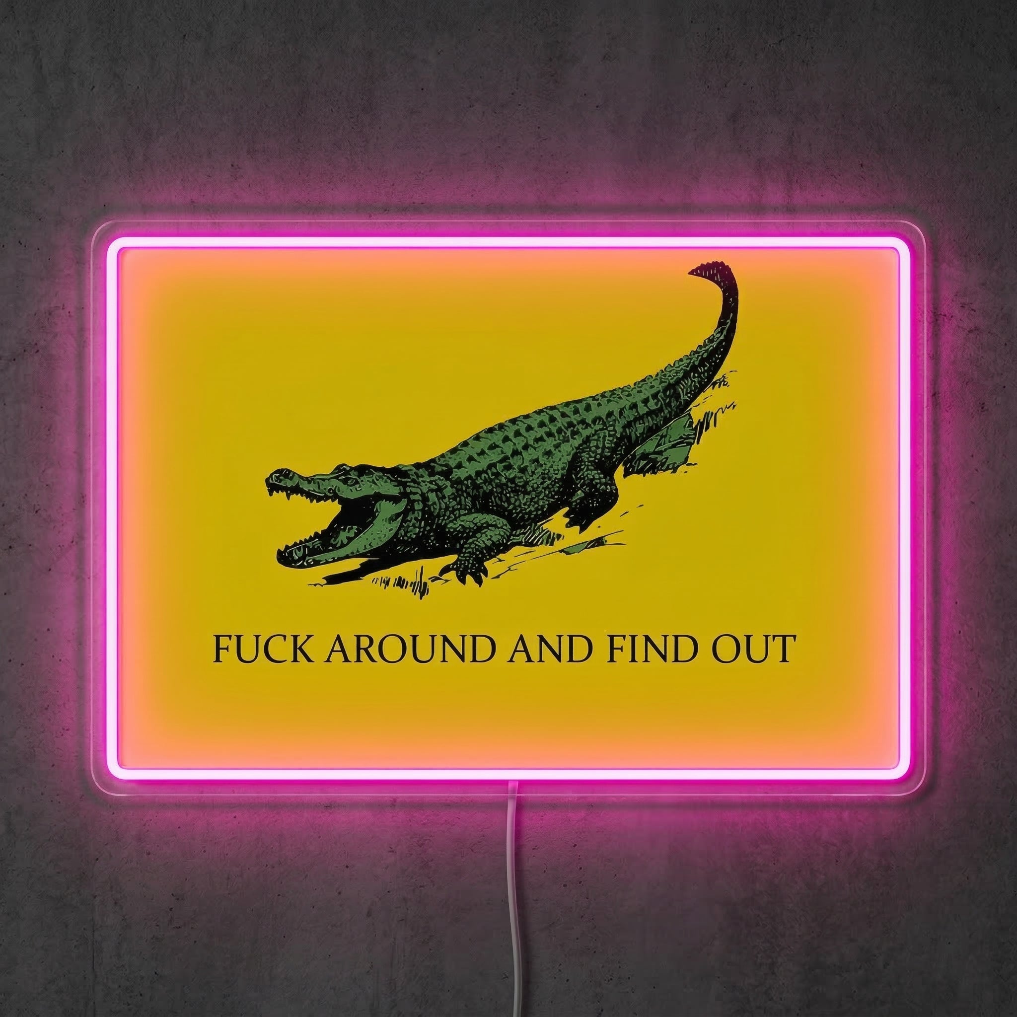 ShineNeon™ FAFO Alligator Neon Sign Florida Gator Gadsden Flag Wall Decor USB Powered - Shineneon