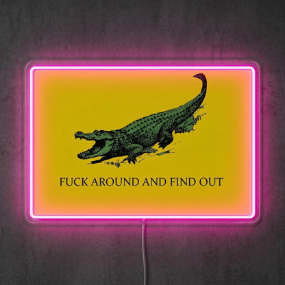 ShineNeon™ FAFO Alligator Neon Sign Florida Gator Gadsden Flag Wall Decor USB Powered - Shineneon