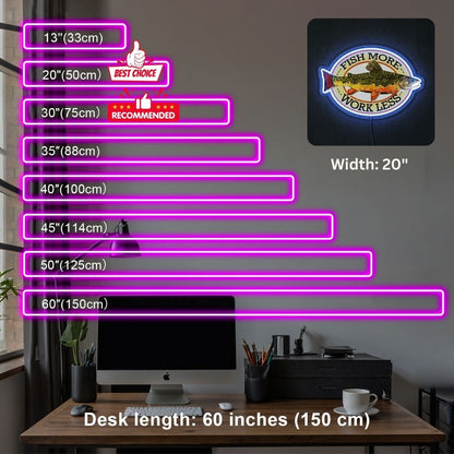 ShineNeon™ Fish More Work Less Brook Trout LED Neon Sign Fishing Den Wall Decor USB Power - Shineneon