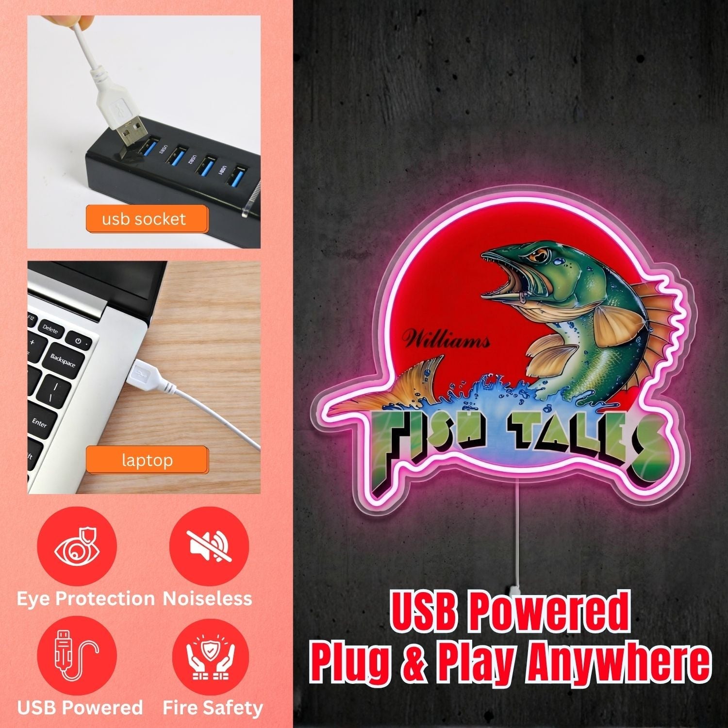 ShineNeon™ Fish Tails neon sign USB Power - Shineneon