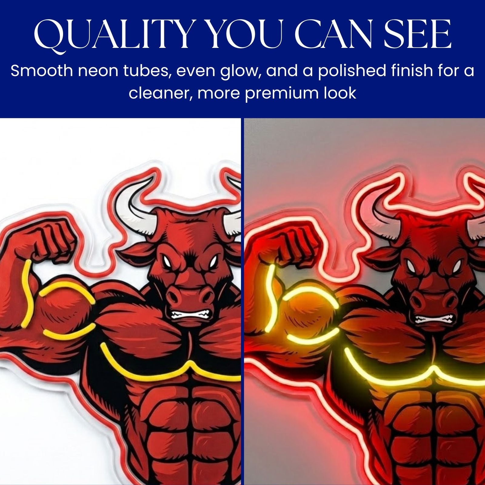ShineNeon™ Flexing Muscle Bull Fitness Neon Sign For Home Gym USB Power - Shineneon